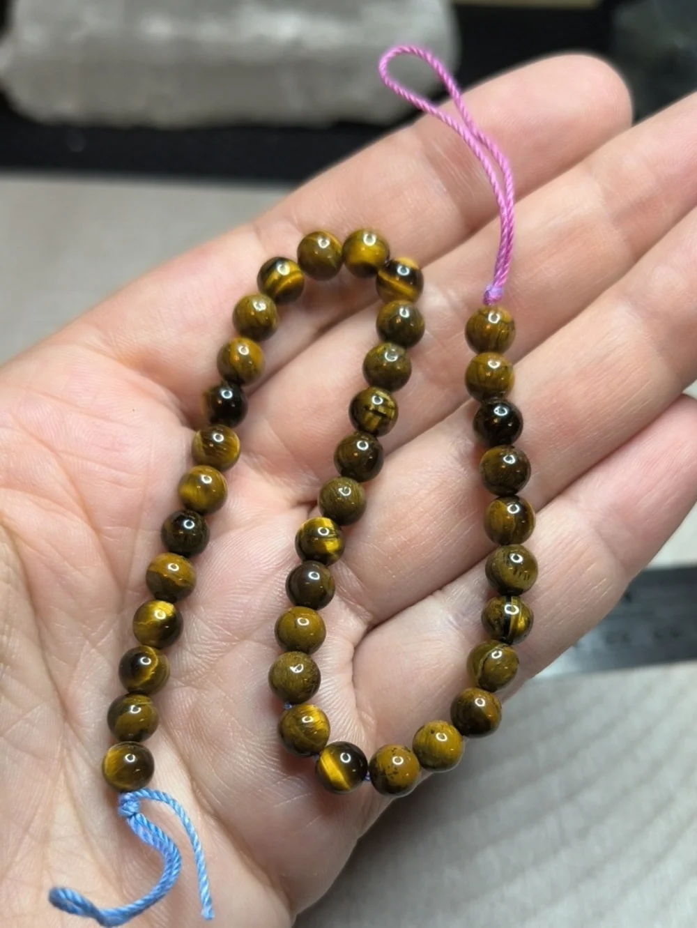 #7- 6mm Natural Tiger’s Eye 8-Inch Bead Strand